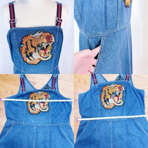 New York & Company Guc*i Style Jean Overall Skirt Size 12 - Picture 4 of 6